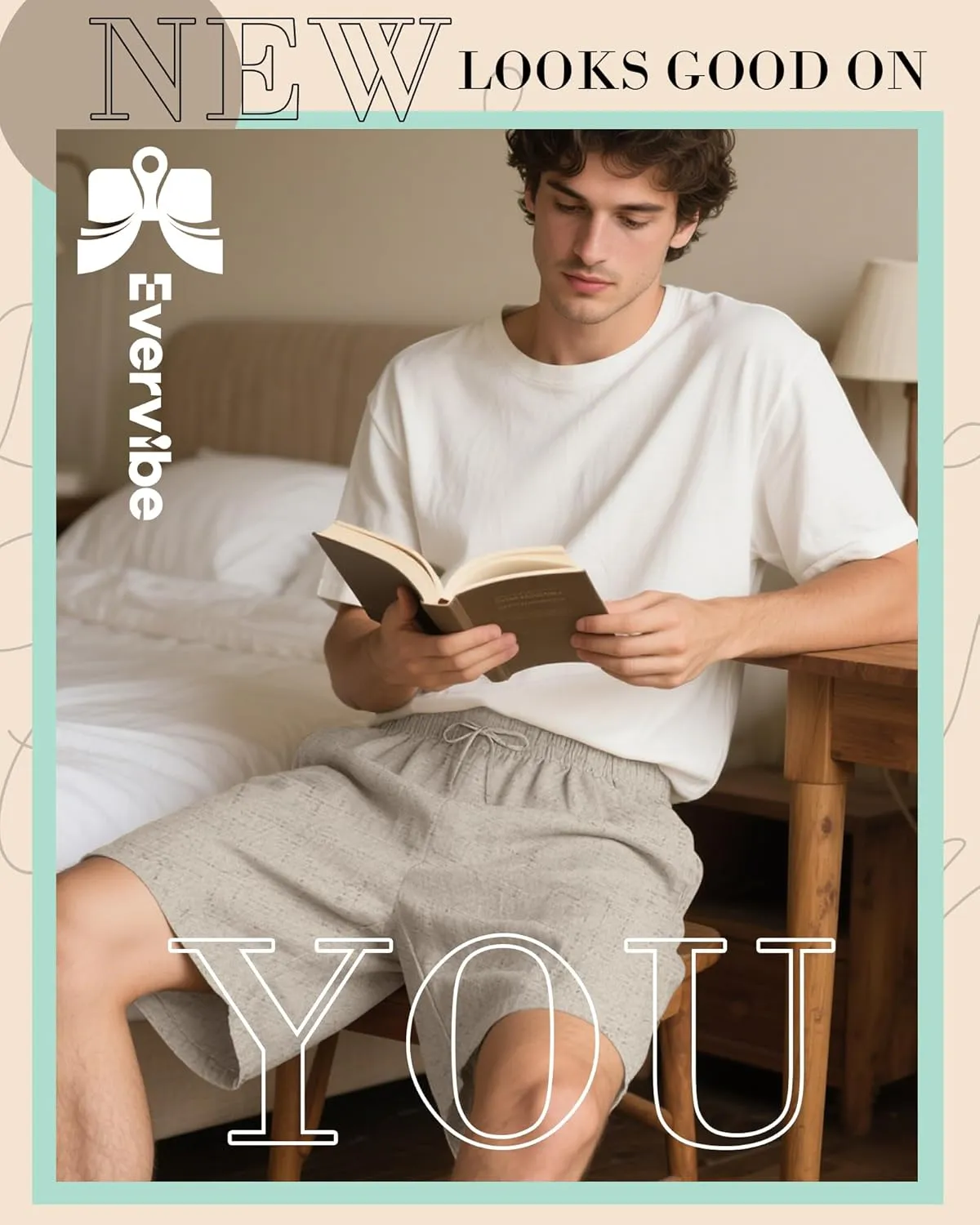 3 Pack Men's Cotton Linen 9" Inseam Shorts Drawstring Elastic Waist Beach Casual Summer Bermuda with Pockets