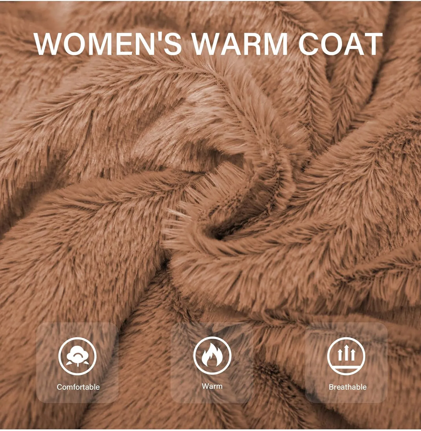 Bellivera Women's Faux Fur Coat Shearling Fluffy Fuzzy Shaggy Hood Sherpa-Lined Fleece Jacket