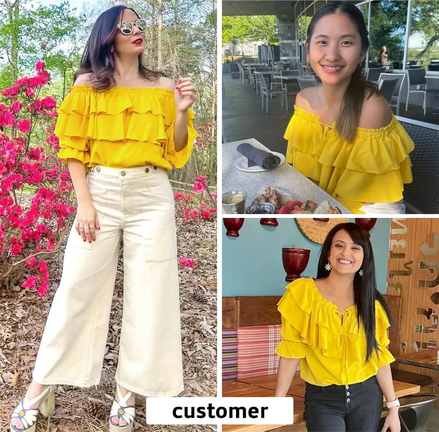 Byinns Women's Off Shoulder Ruffle Trendy Summer Fashion Long Sleeve Blouse Sexy Dressy Casual Outfits Layered Tops