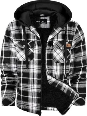 Flannel Jackets for Men Plaid Sherpa Lined Heavyweight Winter Warm Jacket