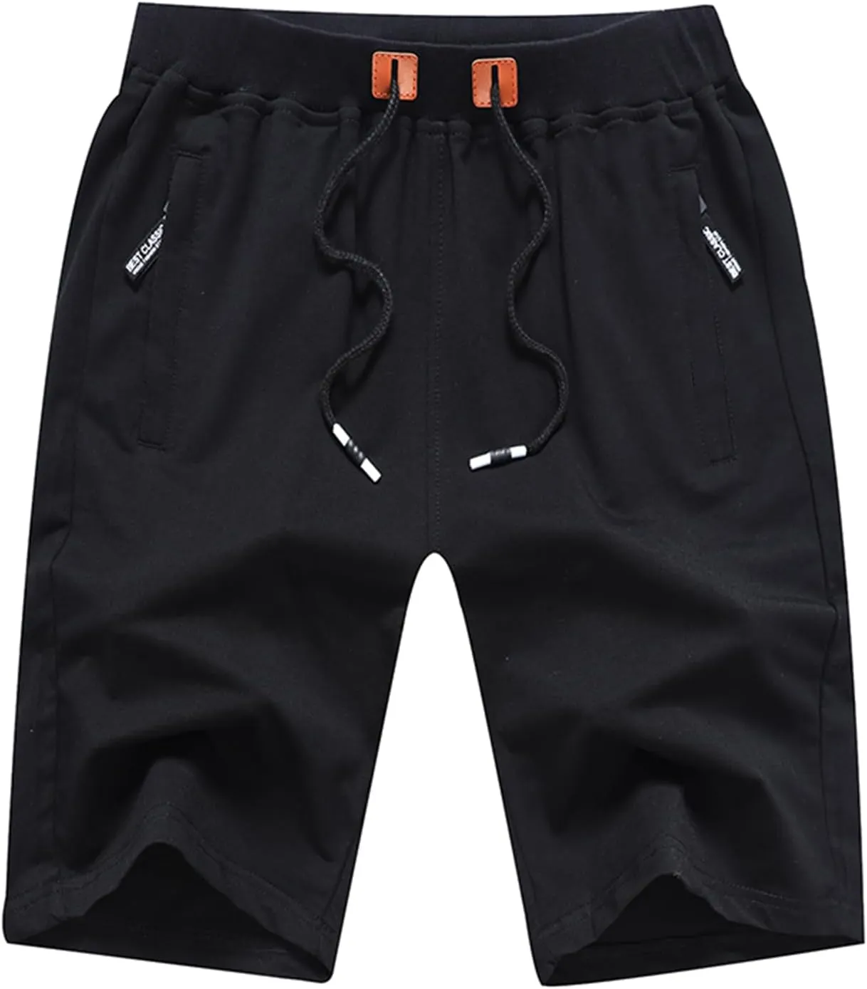 FoxQ Mens Casual Drawstring Shorts with Zipper Pockets Elastic Waist