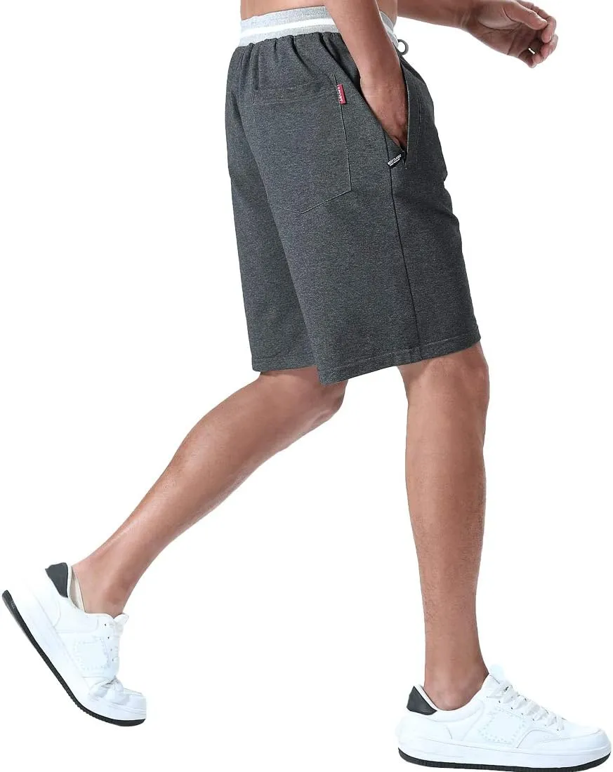 FoxQ Mens Casual Drawstring Shorts with Zipper Pockets Elastic Waist