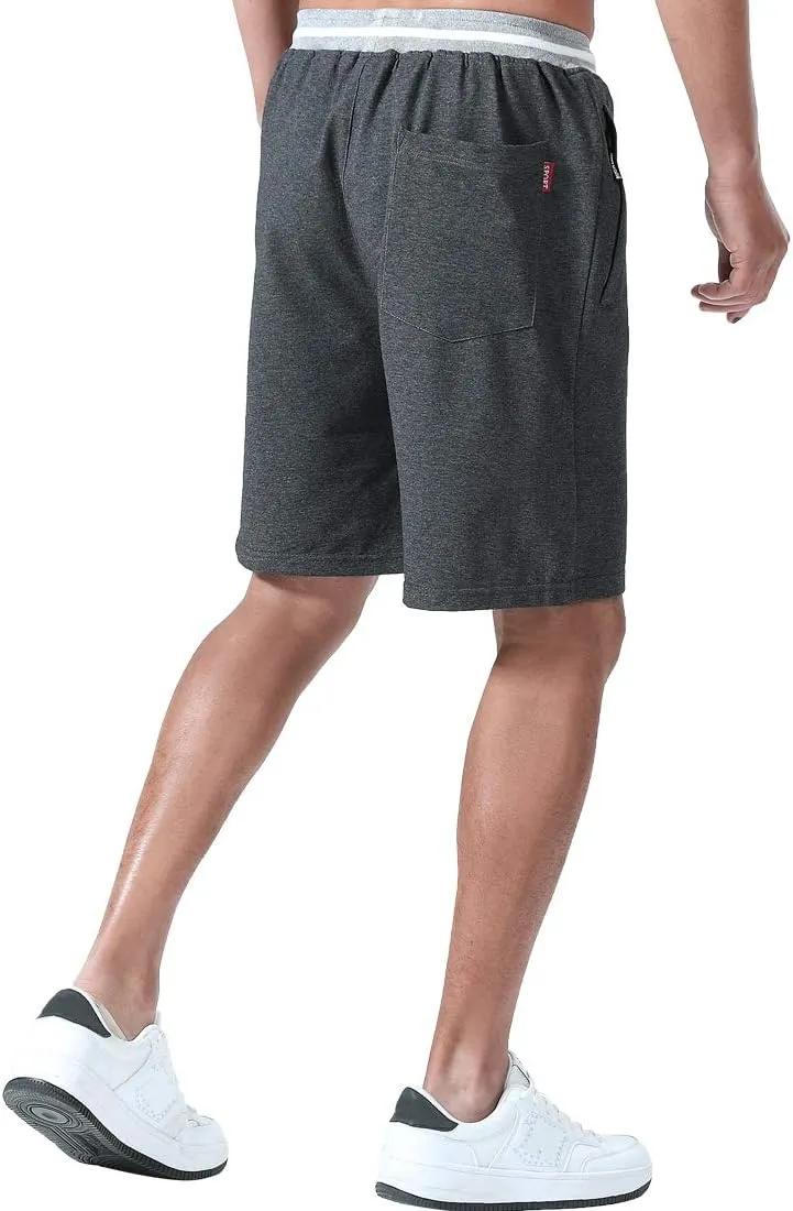 FoxQ Mens Casual Drawstring Shorts with Zipper Pockets Elastic Waist