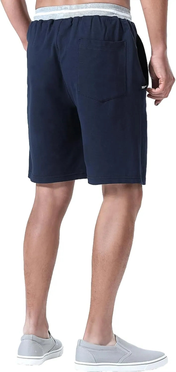 FoxQ Mens Casual Drawstring Shorts with Zipper Pockets Elastic Waist
