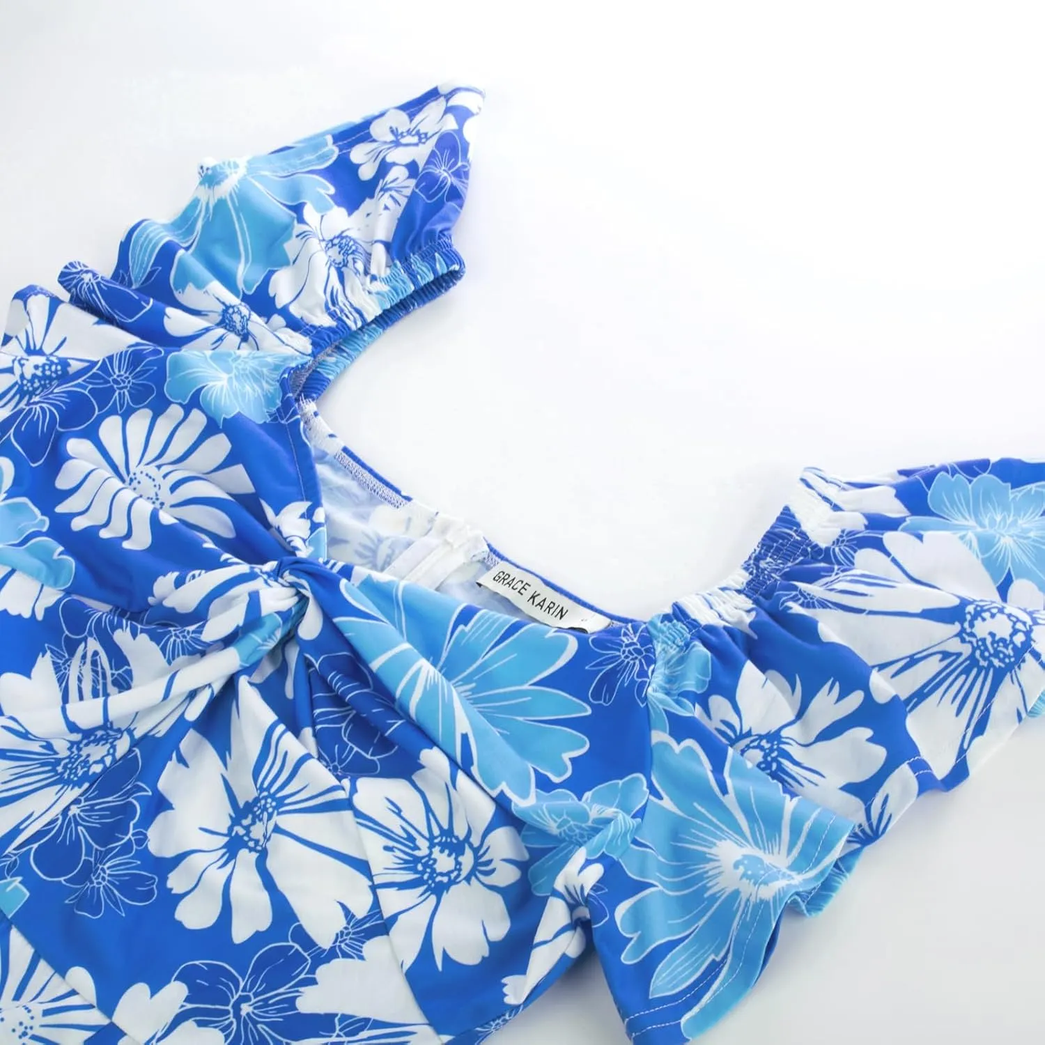 GRACE KARIN Women Summer Floral Dress Flutter Short Sleeve Casual Split Flowy Vacation Beach Midi Long Dresses