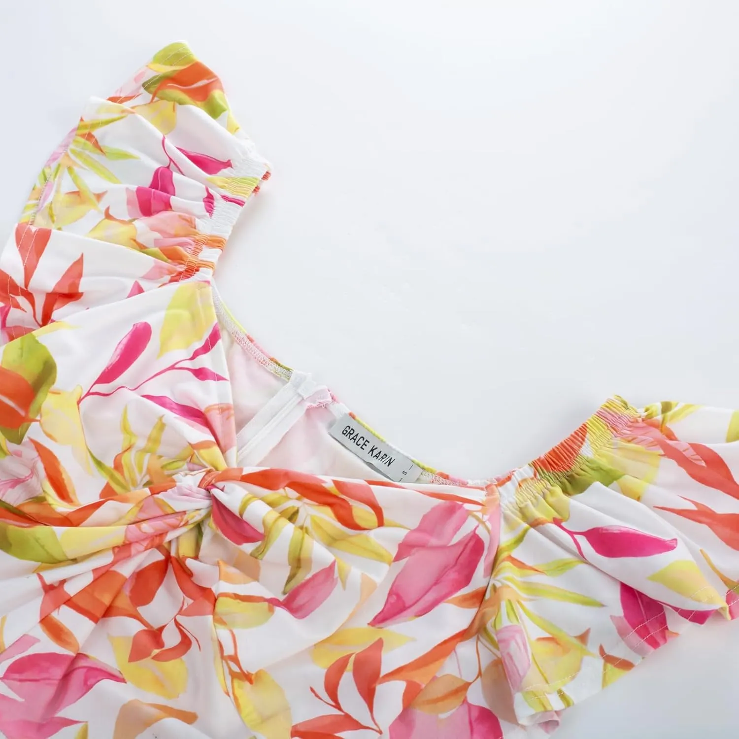 GRACE KARIN Women Summer Floral Dress Flutter Short Sleeve Casual Split Flowy Vacation Beach Midi Long Dresses