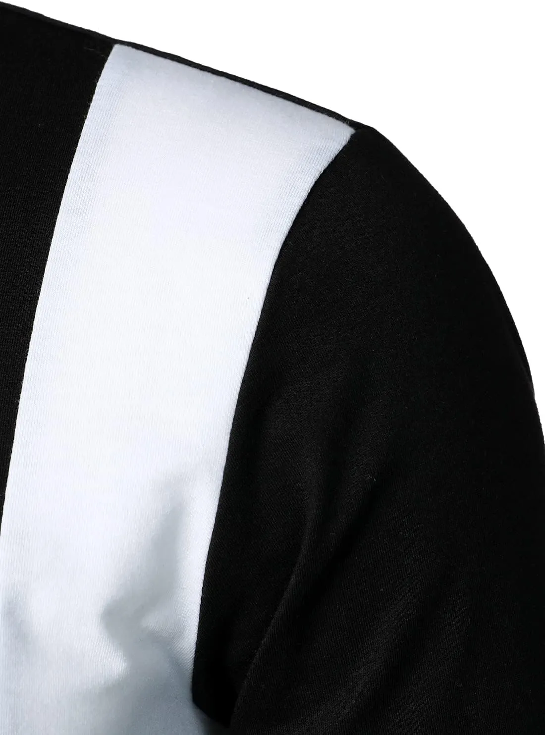 HOOD CREW Mens Long Sleeve Polo Shirts Fashion Color Block Zipper T Shirts
