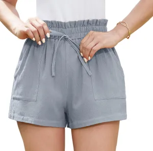Jouica Women's Shorts 2024 Summer Casual Beach Bermuda High Waist Linen Shorts for Women Trendy