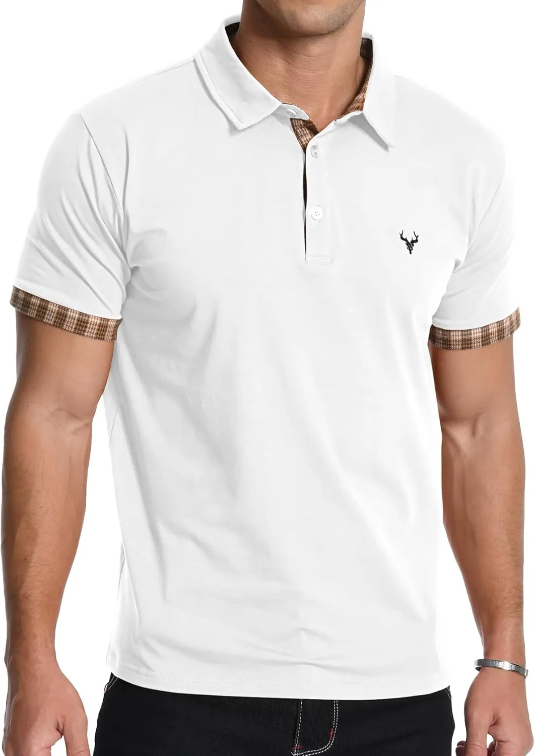 KUYIGO Men's Short Sleeve Polo Shirts Casual Business Regular Tops Fashion Button Cotton Shirt 2025