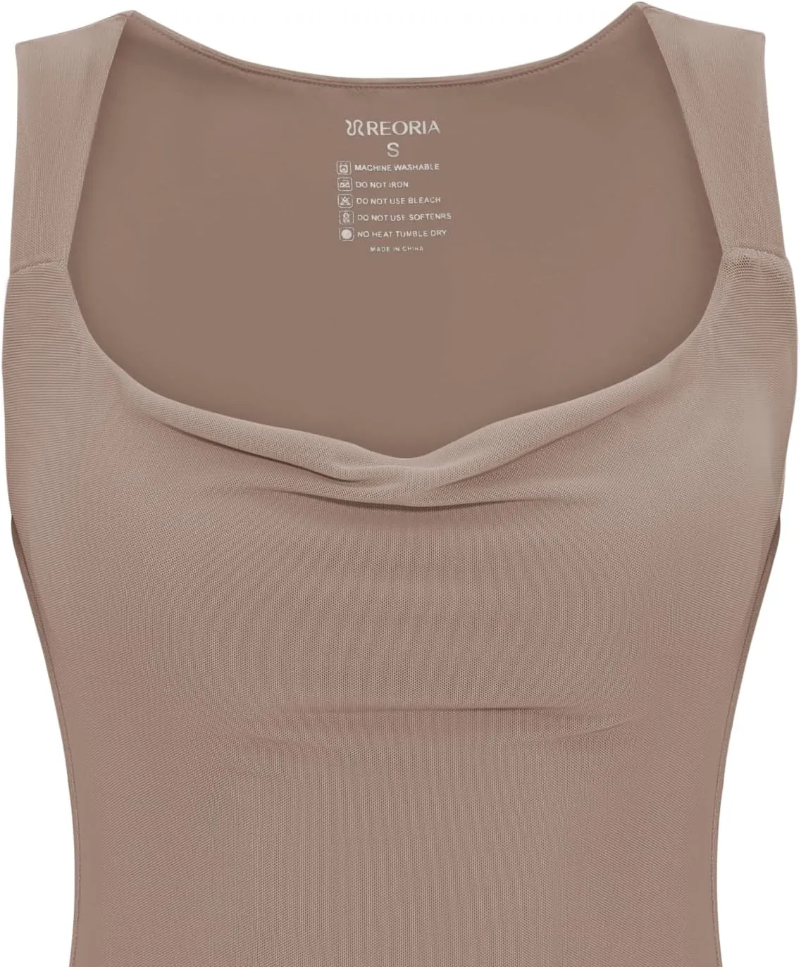 REORIA Women's Summer Cowl Neck Mesh Sleeveless Tank Dress Sexy Double Lined Bodycon Maxi Long Dresses