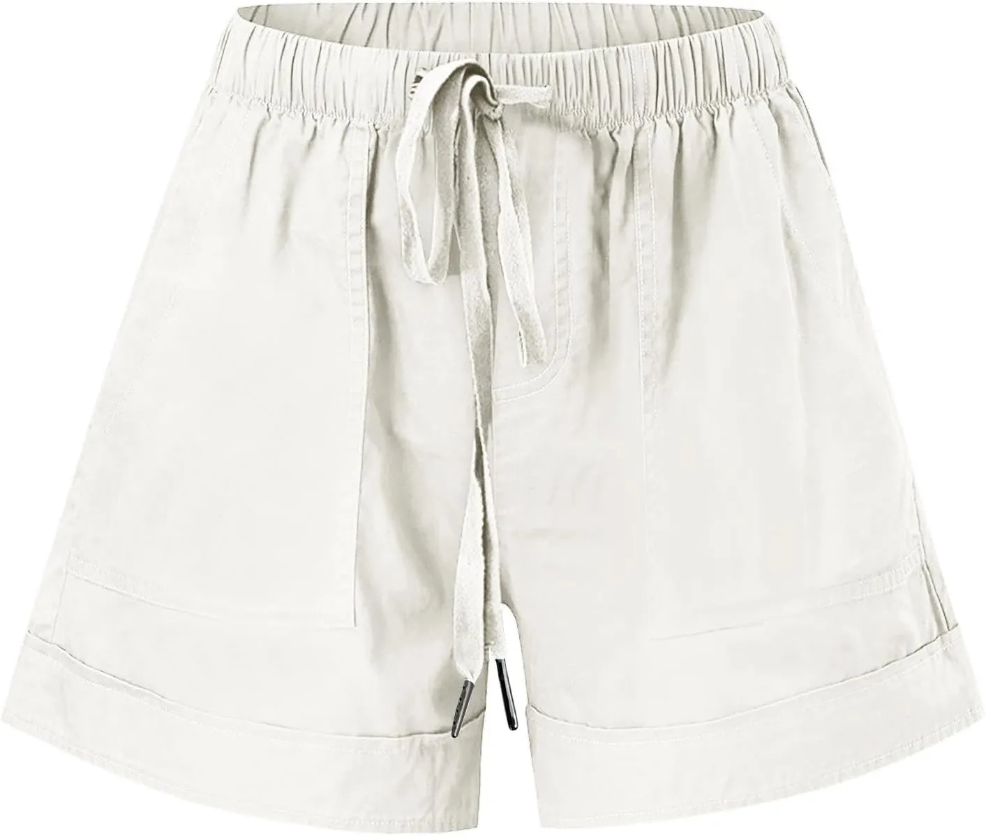 Shorts for Women Trendy 2025 Summer Casual Drawstring Elastic Waist Cotton Linen Plus Size Beach Vacation Clothes